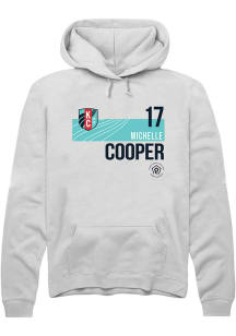 Michelle Cooper  Rally KC Current Mens White Player Teal Block Neutrals Long Sleeve Hoodie