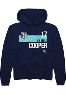 Michelle Cooper  Rally KC Current Mens Navy Blue Player Teal Block Long Sleeve Hoodie