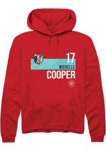 Michelle Cooper  Rally KC Current Mens Red Player Teal Block Long Sleeve Hoodie