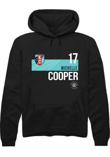 Michelle Cooper  Rally KC Current Mens Black Player Teal Block Long Sleeve Hoodie