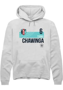Temwa Chawinga  Rally KC Current Mens White Player Teal Block Neutrals Long Sleeve Hoodie