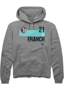 AD Franch  Rally KC Current Mens Grey Player Teal Block Neutrals Long Sleeve Hoodie
