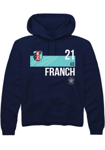 AD Franch  Rally KC Current Mens Navy Blue Player Teal Block Long Sleeve Hoodie