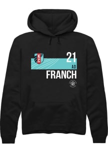 AD Franch  Rally KC Current Mens Black Player Teal Block Long Sleeve Hoodie