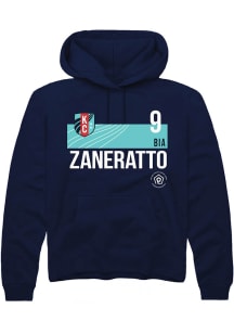 Bia Zaneratto  Rally KC Current Mens Navy Blue Player Teal Block Long Sleeve Hoodie