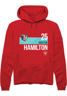 Kristen Hamiltion  Rally KC Current Mens Red Player Teal Block Long Sleeve Hoodie