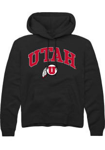 Rally Utah Utes Mens Black Arch Logo Long Sleeve Hoodie