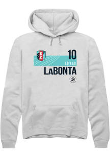 Lo'eau LaBonta  Rally KC Current Mens White Player Teal Block Neutrals Long Sleeve Hoodie