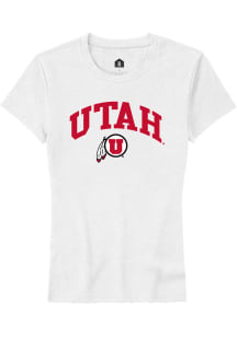 Rally Utah Utes Womens White Arch Logo Short Sleeve T-Shirt