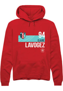 Claire Lavogez  Rally KC Current Mens Red Player Teal Block Long Sleeve Hoodie