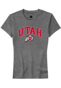 Rally Utah Utes Womens Grey Arch Logo Short Sleeve T-Shirt