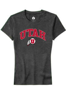 Rally Utah Utes Womens Charcoal Arch Logo Short Sleeve T-Shirt