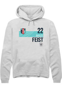 Bayley Feist  Rally KC Current Mens White Player Teal Block Neutrals Long Sleeve Hoodie