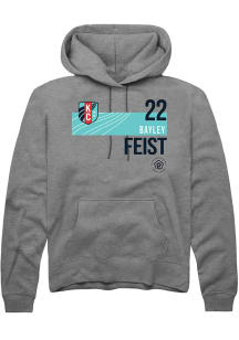 Bayley Feist  Rally KC Current Mens Grey Player Teal Block Neutrals Long Sleeve Hoodie