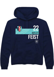 Bayley Feist  Rally KC Current Mens Navy Blue Player Teal Block Long Sleeve Hoodie