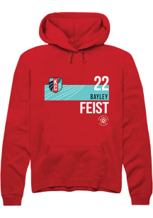 Bayley Feist  Rally KC Current Mens Red Player Teal Block Long Sleeve Hoodie