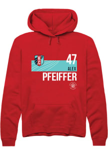 Alex Pfeiffer  Rally KC Current Mens Red Player Teal Block Long Sleeve Hoodie