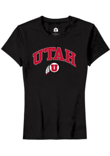 Rally Utah Utes Womens Black Arch Logo Short Sleeve T-Shirt