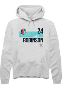 Gabrielle Robinson  Rally KC Current Mens White Player Teal Block Neutrals Long Sleeve Hoodie