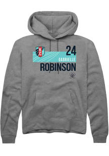 Gabrielle Robinson  Rally KC Current Mens Grey Player Teal Block Neutrals Long Sleeve Hoodie