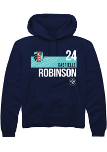 Gabrielle Robinson  Rally KC Current Mens Navy Blue Player Teal Block Long Sleeve Hoodie