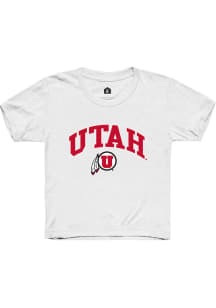 Rally Utah Utes Youth White Arch Logo Short Sleeve T-Shirt