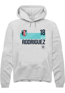 Izzy Rodriguez  Rally KC Current Mens White Player Teal Block Neutrals Long Sleeve Hoodie