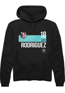 Izzy Rodriguez  Rally KC Current Mens Black Player Teal Block Long Sleeve Hoodie