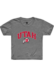 Rally Utah Utes Youth Grey Arch Logo Short Sleeve T-Shirt