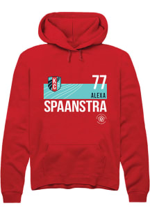 Alexa Spaanstra  Rally KC Current Mens Red Player Teal Block Long Sleeve Hoodie