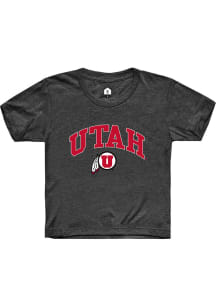 Rally Utah Utes Youth Charcoal Arch Logo Short Sleeve T-Shirt