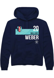 Mallory Weber  Rally KC Current Mens Navy Blue Player Teal Block Long Sleeve Hoodie