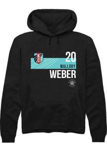 Mallory Weber  Rally KC Current Mens Black Player Teal Block Long Sleeve Hoodie