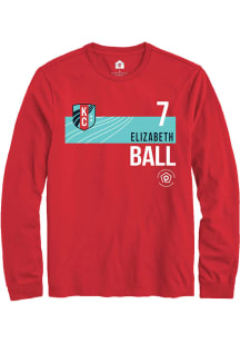 Elizabeth Ball  KC Current Red Rally Player Teal Block Long Sleeve T Shirt