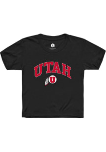 Rally Utah Utes Youth Black Arch Logo Short Sleeve T-Shirt