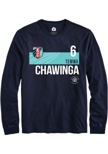 Temwa Chawinga  KC Current Navy Blue Rally Player Teal Block Long Sleeve T Shirt