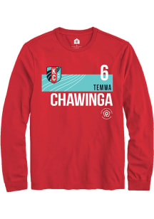 Temwa Chawinga  KC Current Red Rally Player Teal Block Long Sleeve T Shirt