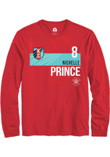 Nichelle Prince  KC Current Red Rally Player Teal Block Long Sleeve T Shirt