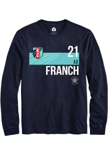 AD Franch  KC Current Navy Blue Rally Player Teal Block Long Sleeve T Shirt