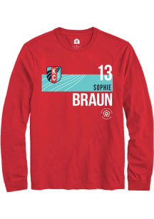 Sophie Braun  KC Current Red Rally Player Teal Block Long Sleeve T Shirt