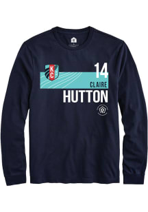 Claire Hutton  KC Current Navy Blue Rally Player Teal Block Long Sleeve T Shirt
