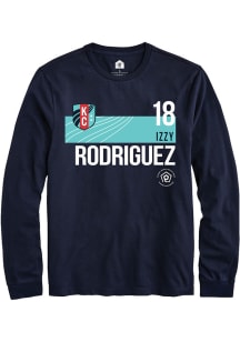 Izzy Rodriguez  KC Current Navy Blue Rally Player Teal Block Long Sleeve T Shirt