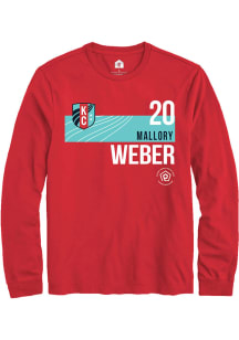 Mallory Weber  KC Current Red Rally Player Teal Block Long Sleeve T Shirt