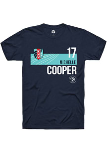 Michelle Cooper  KC Current Navy Blue Rally Player Teal Block Short Sleeve T Shirt