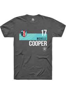 Michelle Cooper  KC Current Dark Grey Rally Player Teal Block Short Sleeve T Shirt