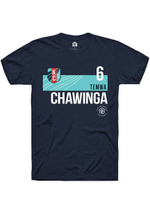 Temwa Chawinga  KC Current Navy Blue Rally Player Teal Block Short Sleeve T Shirt