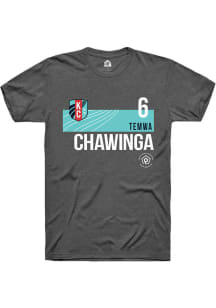 Temwa Chawinga  KC Current Dark Grey Rally Player Teal Block Short Sleeve T Shirt