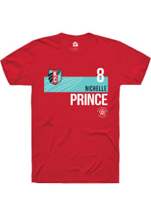 Nichelle Prince  KC Current Red Rally Player Teal Block Short Sleeve T Shirt