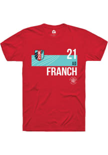 AD Franch  KC Current Red Rally Player Teal Block Short Sleeve T Shirt