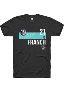 AD Franch  KC Current Black Rally Player Teal Block Short Sleeve T Shirt